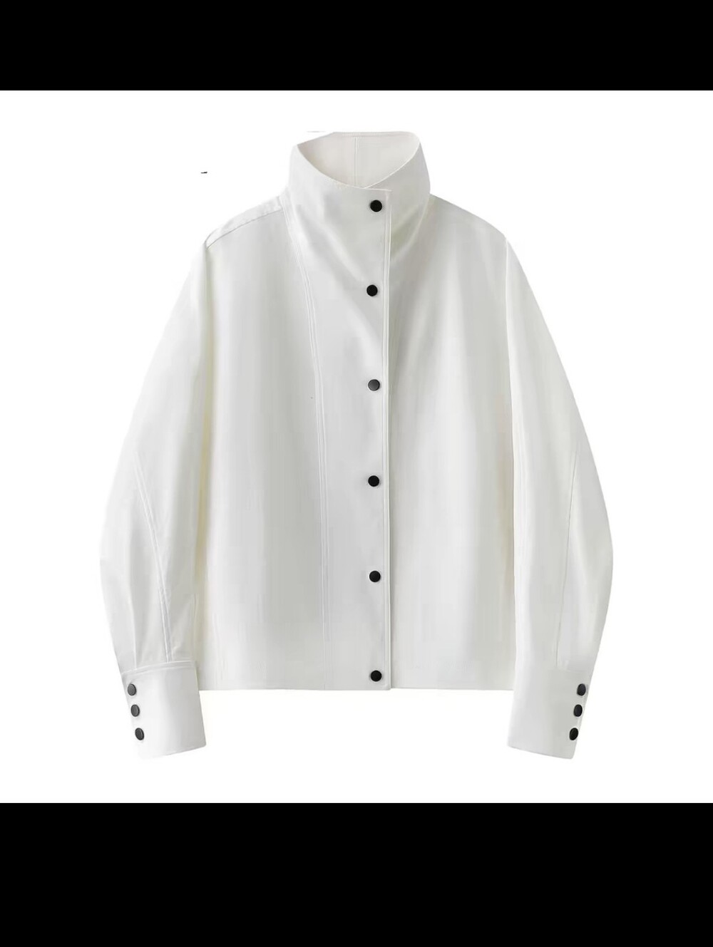 High-Collar Button-Front Jacket